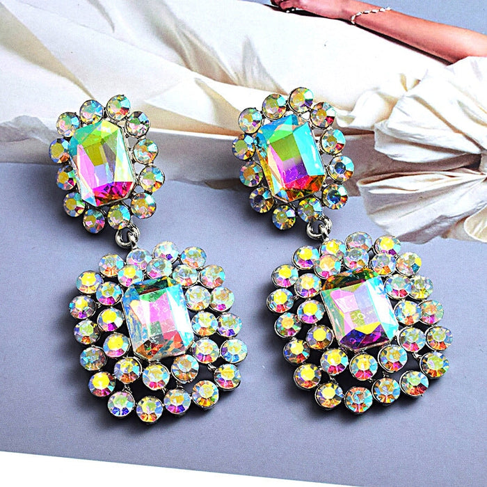 Wholesale Rhinestone Geometric Earrings JDC-ES-SK017 Earrings 深刻 gold AB Wholesale Jewelry JoyasDeChina Joyas De China