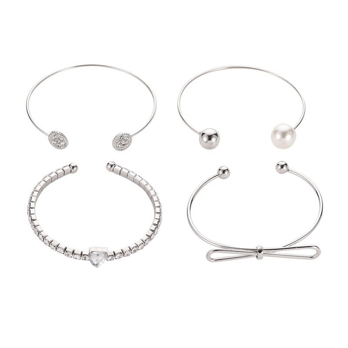 Wholesale Rhinestone Love Bow Alloy Bracelet JDC-BT-A031 Bracelet 妙雅 02white K 4048 Wholesale Jewelry JoyasDeChina Joyas De China