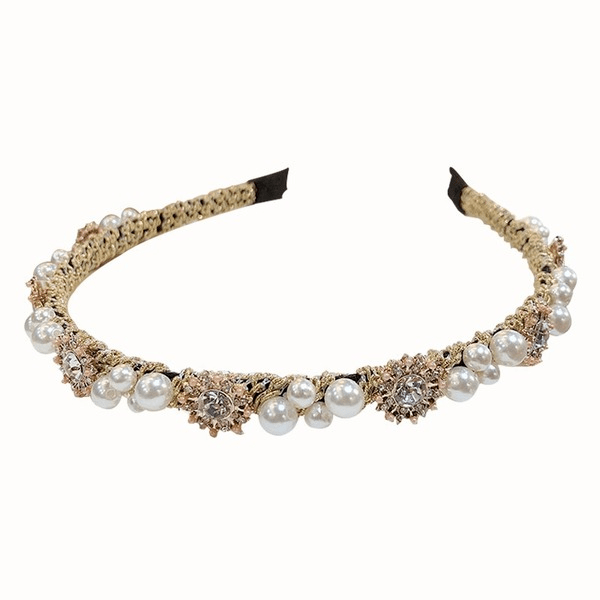 Wholesale Rhinestone Pearl Baroque Gold Geometric Headband JDC-HD-Yangq006 Headband 艳茜 Wholesale Jewelry JoyasDeChina Joyas De China