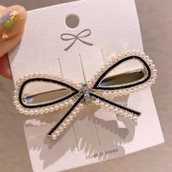 Wholesale Rhinestone Pearl Bow Metal Hair Clip JDC-HC-Yongh003 Hair Clips 永恒 Wholesale Jewelry JoyasDeChina Joyas De China