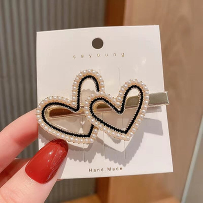 Wholesale Rhinestone Pearl Bow Metal Hair Clip JDC-HC-Yongh003 Hair Clips 永恒 Heart Pearl / Wholesale Jewelry JoyasDeChina Joyas De China