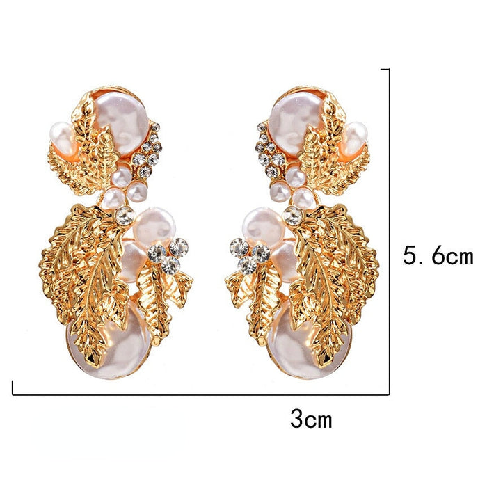 Wholesale Rhinestone Pearl Plated Alloy Earrings JDC-ES-SK025 Earrings 深刻 Wholesale Jewelry JoyasDeChina Joyas De China