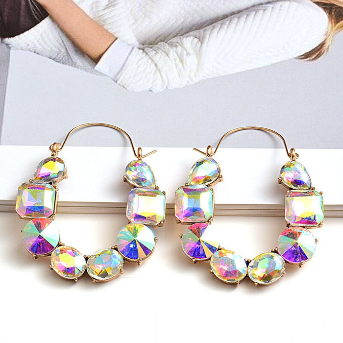 Wholesale Rhinestone Round Crystal Earrings JDC-ES-SK060 Earrings 深刻 champagne Wholesale Jewelry JoyasDeChina Joyas De China