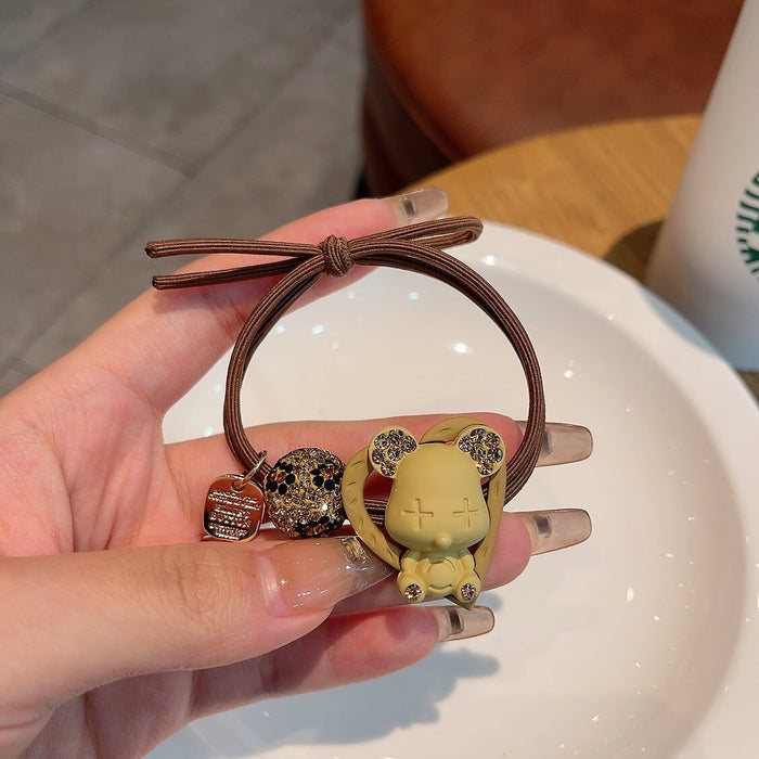 Wholesale Rhinestone Rubber Band Hair Scrunchies（F）JDC-HS-GSXP007 Hair Scrunchies 宏鑫 yellow Wholesale Jewelry JoyasDeChina Joyas De China