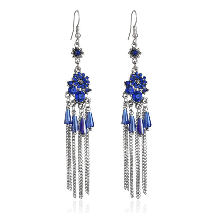 Wholesale Rhinestone Small Flower Alloy Tassel Earrings JDC-ES-Daiq021 Earrings 黛茜 Wholesale Jewelry JoyasDeChina Joyas De China