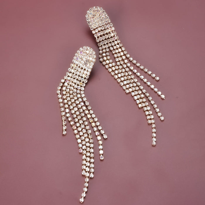 Wholesale Rhinestone Tassel Earrings JDC-ES-Bis021 Earrings 碧莎 Wholesale Jewelry JoyasDeChina Joyas De China