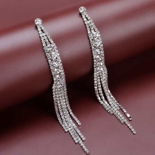 Wholesale Rhinestone Tassel Earrings JDC-ES-Bis022 Earrings 碧莎 Wholesale Jewelry JoyasDeChina Joyas De China