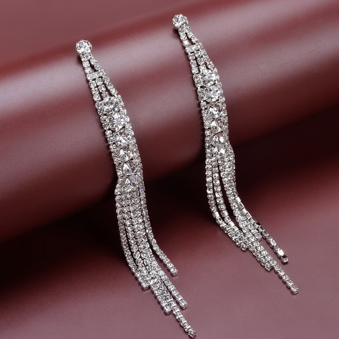 Wholesale Rhinestone Tassel Earrings JDC-ES-Bis022 Earrings 碧莎 Wholesale Jewelry JoyasDeChina Joyas De China