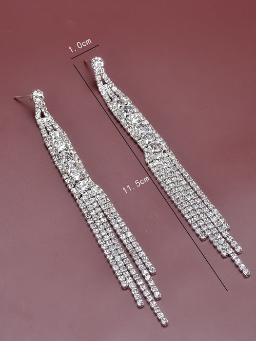 Wholesale Rhinestone Tassel Earrings JDC-ES-Bis022 Earrings 碧莎 Wholesale Jewelry JoyasDeChina Joyas De China