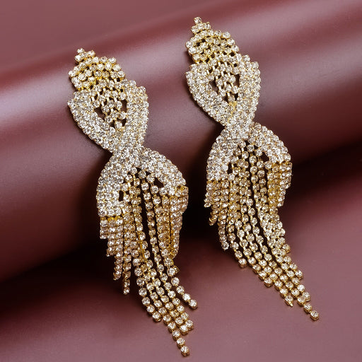 Wholesale Rhinestone Tassel Earrings JDC-ES-Bis025 Earrings 碧莎 Wholesale Jewelry JoyasDeChina Joyas De China