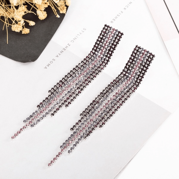 Wholesale Rhinestone Tassel Rhinestone Earrings JDC-ES-ZHONGW004 Earrings 众薇 Wholesale Jewelry JoyasDeChina Joyas De China