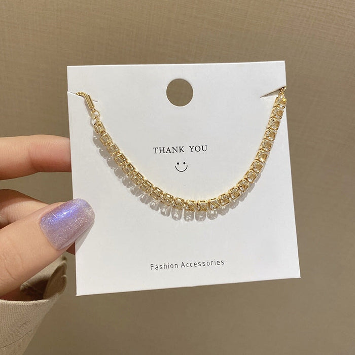 Wholesale Rhinestone Zircon Copper Gold Plated Tennis Chain Bracelet JDC-BT-LouS001 Bracelet 缕莎 Wholesale Jewelry JoyasDeChina Joyas De China
