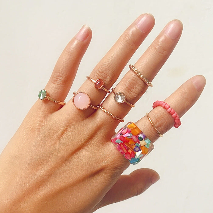 Wholesale rice bead alloy resin ring set JDC-RS-Yida001 Rings 宜达 Wholesale Jewelry JoyasDeChina Joyas De China