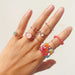 Wholesale rice bead alloy resin ring set JDC-RS-Yida001 Rings 宜达 Wholesale Jewelry JoyasDeChina Joyas De China