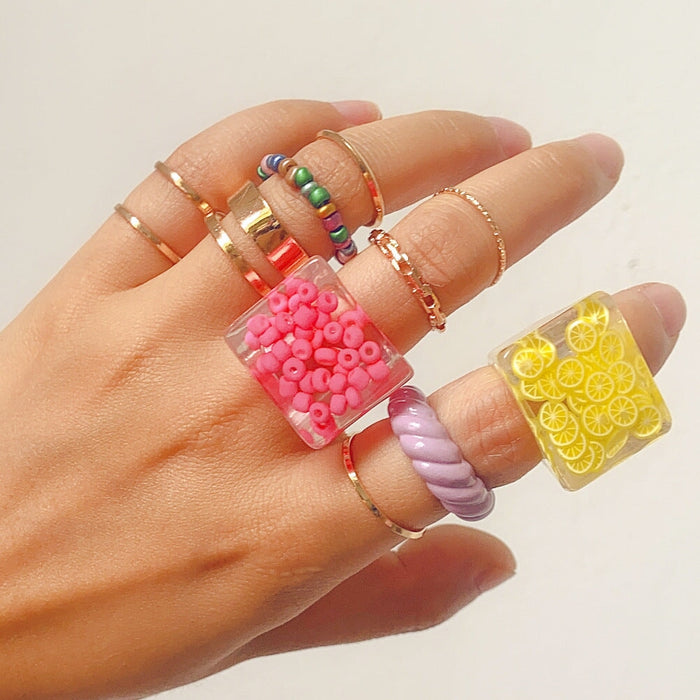 Wholesale rice bead alloy ring set JDC-RS-Yida002 Rings 宜达 Wholesale Jewelry JoyasDeChina Joyas De China
