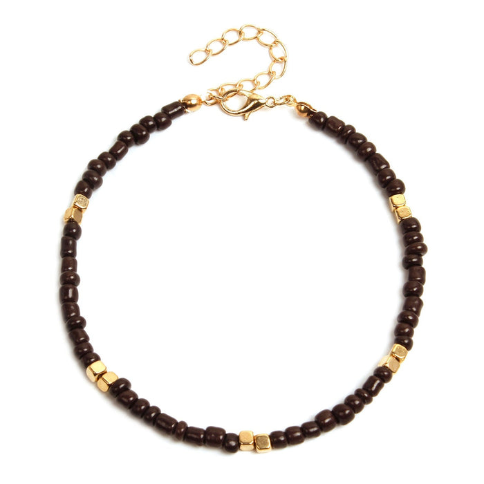 Wholesale Rice Beads Beaded Beach Anklet JDC-AS-ZW001 anklets 道妮 3#black gold Wholesale Jewelry JoyasDeChina Joyas De China