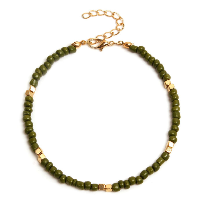Wholesale Rice Beads Beaded Beach Anklet JDC-AS-ZW001 anklets 道妮 5# dark green Wholesale Jewelry JoyasDeChina Joyas De China