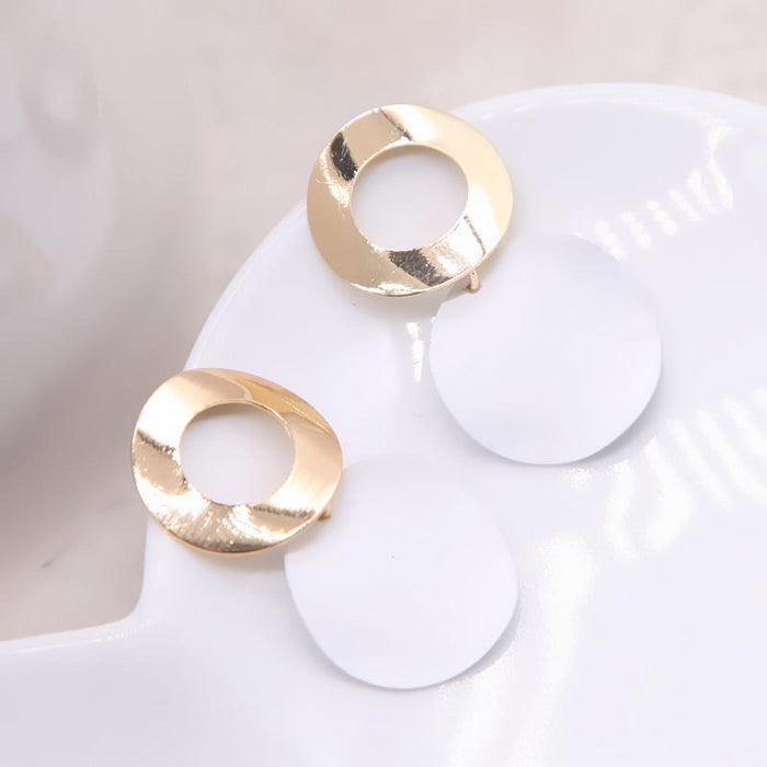 Wholesale ring irregular geometric disc stud JDC-NE-b185 earrings JoyasDeChina white Wholesale Jewelry JoyasDeChina Joyas De China