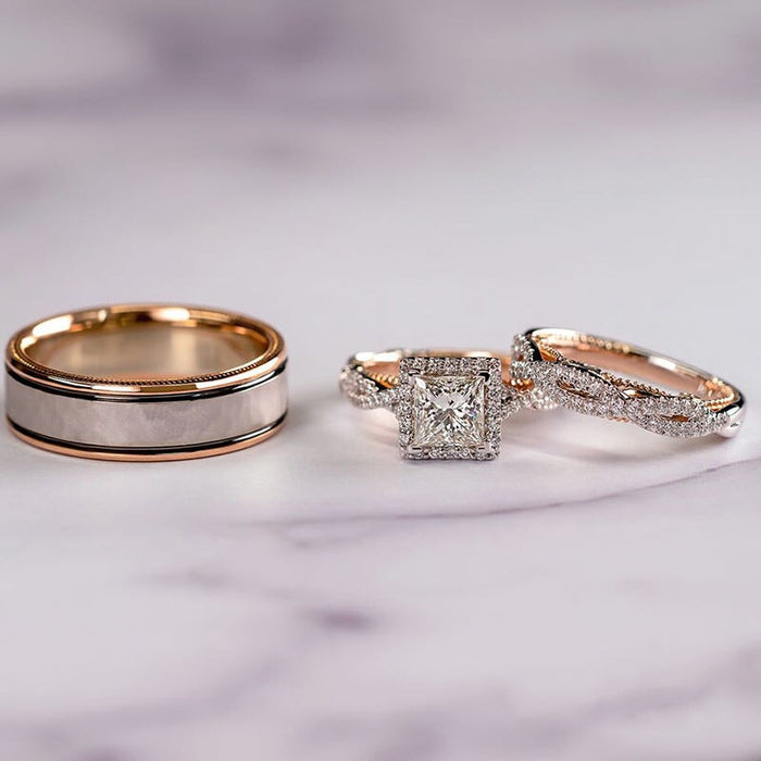 Wholesale rose gold separation shimmer zircon three-piece ring JDC-RS-Caos003 Rings 曹适 Wholesale Jewelry JoyasDeChina Joyas De China