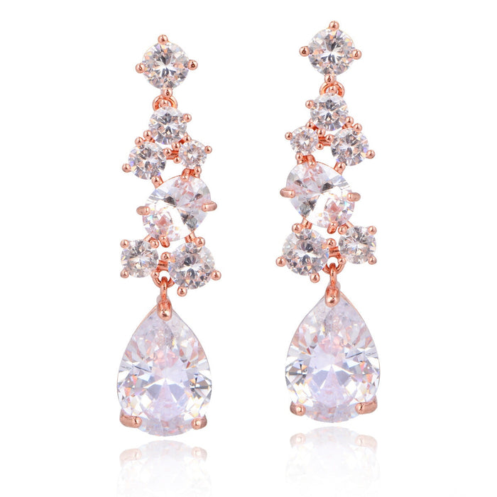 Wholesale rose gold zircon earrings JDC-ES-Mix018 Earrings 迷茜 Rose gold Wholesale Jewelry JoyasDeChina Joyas De China