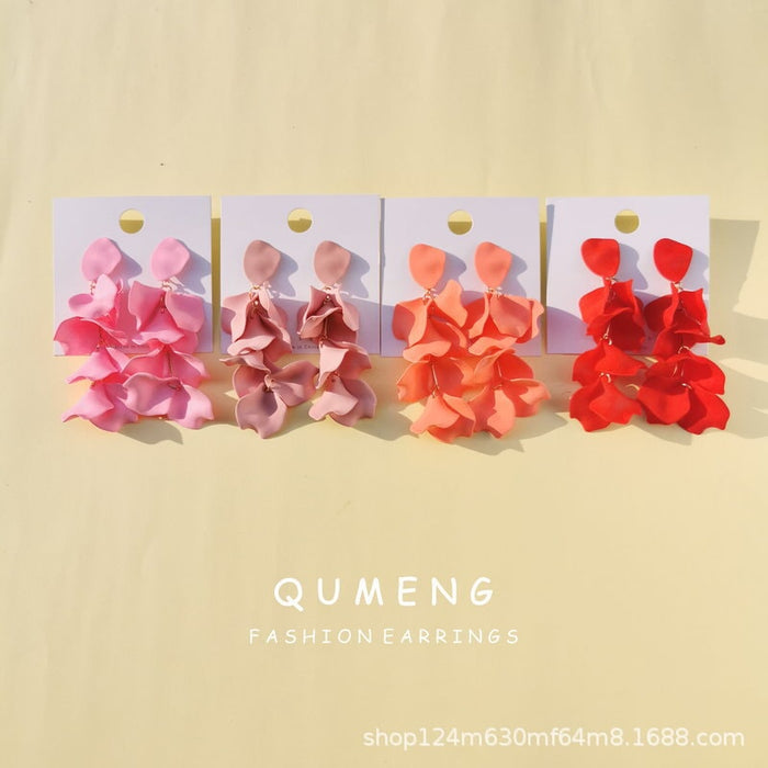 Wholesale rose petal long tassel candy color earrings MOQ≥2 JDC-ES-MOSHU003 Earrings 舒莫 Wholesale Jewelry JoyasDeChina Joyas De China