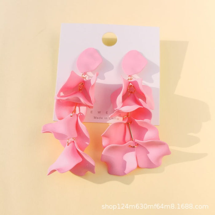 Wholesale rose petal long tassel candy color earrings MOQ≥2 JDC-ES-MOSHU003 Earrings 舒莫 Wholesale Jewelry JoyasDeChina Joyas De China