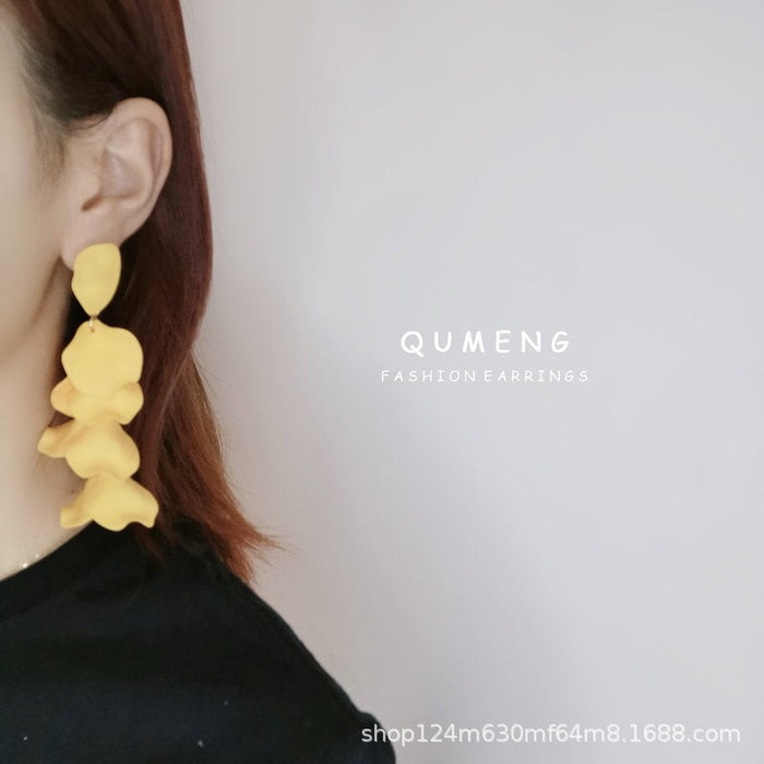 Wholesale rose petal long tassel candy color earrings MOQ≥2 JDC-ES-MOSHU003 Earrings 舒莫 Wholesale Jewelry JoyasDeChina Joyas De China
