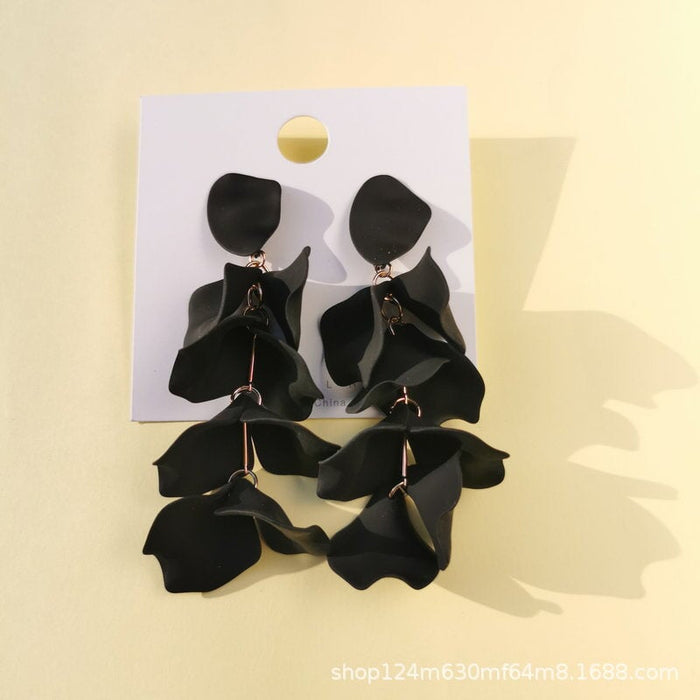 Wholesale rose petal long tassel candy color earrings MOQ≥2 JDC-ES-MOSHU003 Earrings 舒莫 Black Wholesale Jewelry JoyasDeChina Joyas De China