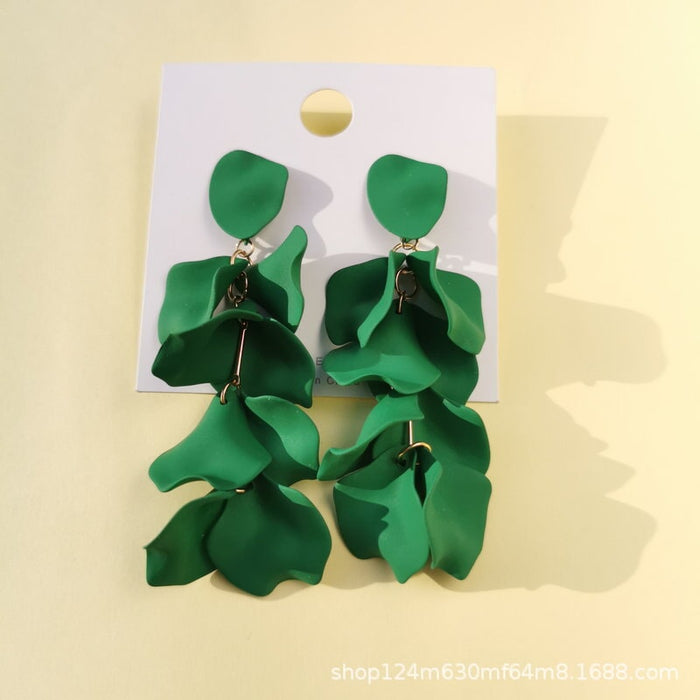 Wholesale rose petal long tassel candy color earrings MOQ≥2 JDC-ES-MOSHU003 Earrings 舒莫 Green Wholesale Jewelry JoyasDeChina Joyas De China