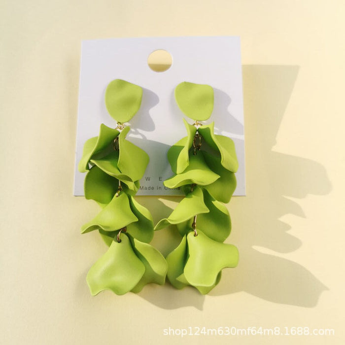 Wholesale rose petal long tassel candy color earrings MOQ≥2 JDC-ES-MOSHU003 Earrings 舒莫 Tender green Wholesale Jewelry JoyasDeChina Joyas De China