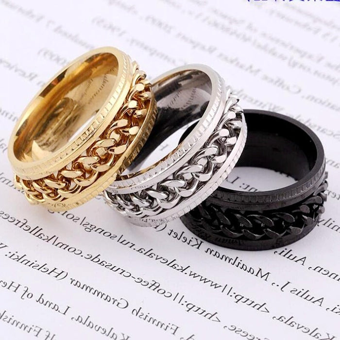 Wholesale rotatable chain stainless steel couple ring JDC-RS-Dingc006 Rings 顶潮 Wholesale Jewelry JoyasDeChina Joyas De China