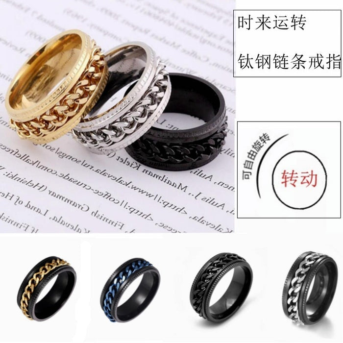 Wholesale rotatable chain stainless steel couple ring JDC-RS-Dingc006 Rings 顶潮 Wholesale Jewelry JoyasDeChina Joyas De China