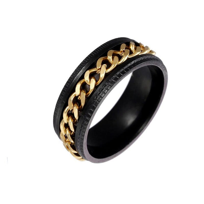 Wholesale rotatable chain stainless steel couple ring JDC-RS-Dingc006 Rings 顶潮 gold 6 Wholesale Jewelry JoyasDeChina Joyas De China