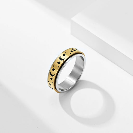 Wholesale rotatable moving star moon stainless steel ring JDC-RS-QianF001 Rings 千风 Wholesale Jewelry JoyasDeChina Joyas De China