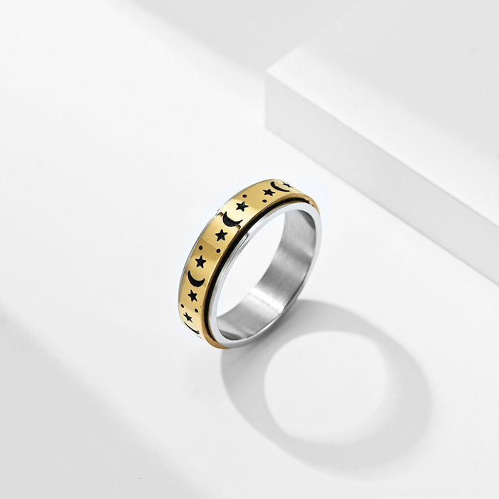 Wholesale rotatable moving star moon stainless steel ring JDC-RS-QianF001 Rings 千风 Wholesale Jewelry JoyasDeChina Joyas De China