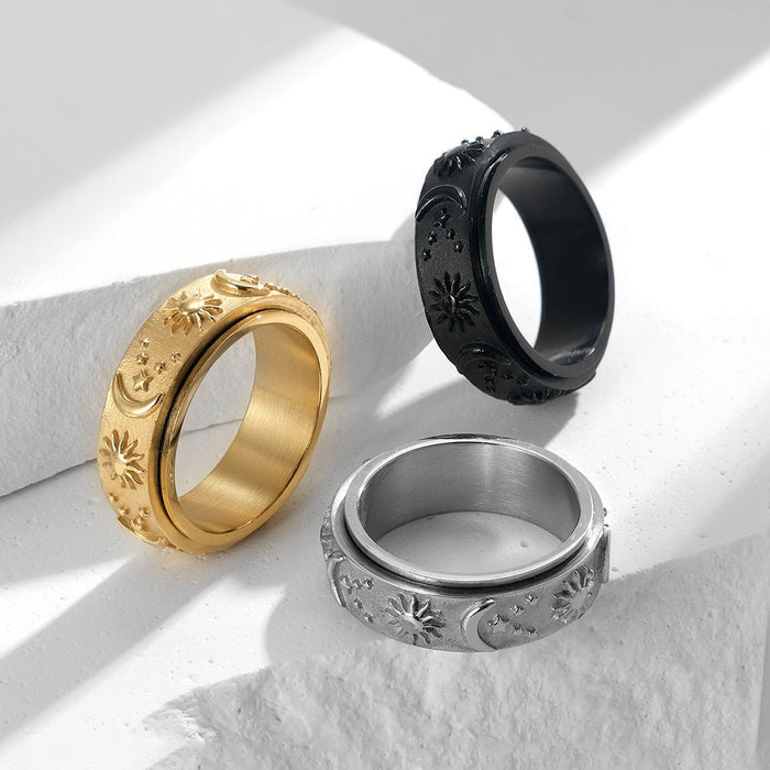 Wholesale rotatable moving star moon sun stainless steel ring JDC-RS-QianF002 Rings 千风 Wholesale Jewelry JoyasDeChina Joyas De China