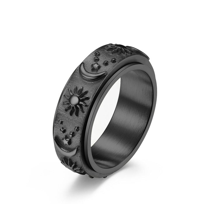 Wholesale rotatable moving star moon sun stainless steel ring JDC-RS-QianF002 Rings 千风 Wholesale Jewelry JoyasDeChina Joyas De China