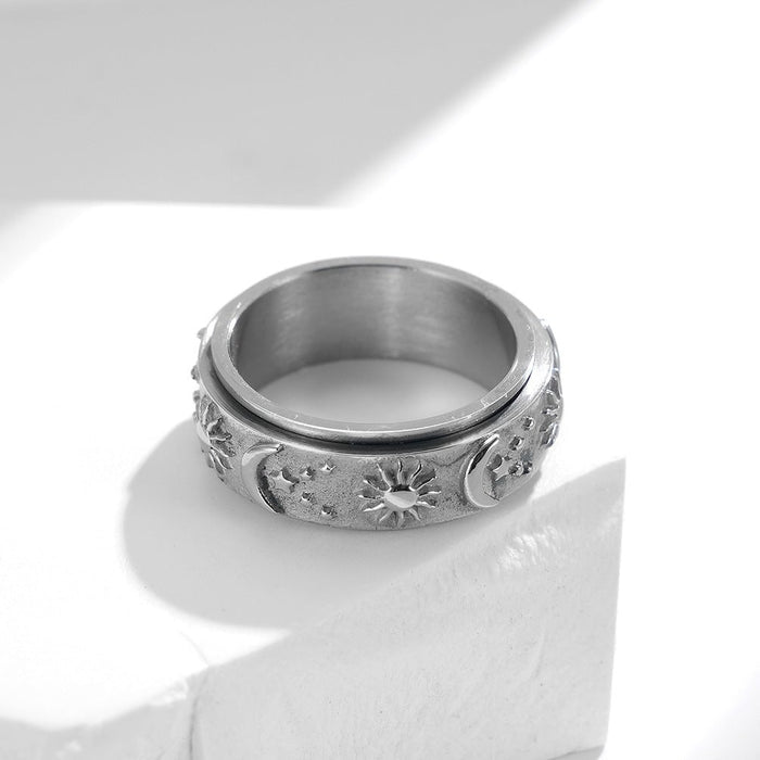 Wholesale rotatable moving star moon sun stainless steel ring JDC-RS-QianF002 Rings 千风 Wholesale Jewelry JoyasDeChina Joyas De China