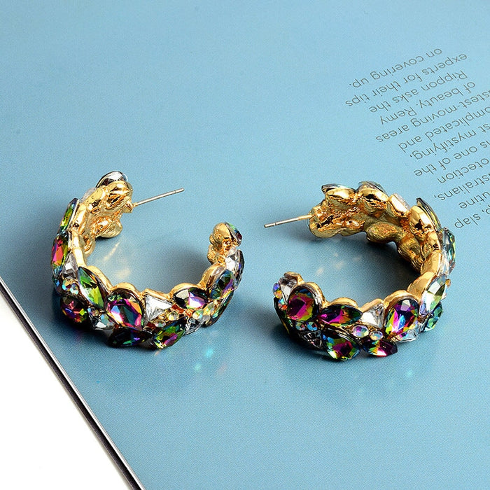 Wholesale Round Alloy Colored Rhinestone Earrings JDC-ES-SK055 Earrings 深刻 Wholesale Jewelry JoyasDeChina Joyas De China
