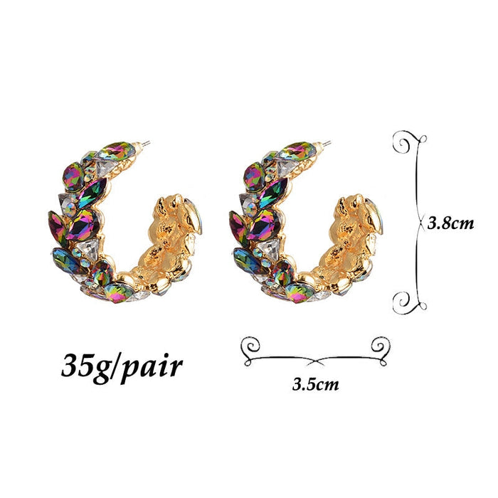 Wholesale Round Alloy Colored Rhinestone Earrings JDC-ES-SK055 Earrings 深刻 Wholesale Jewelry JoyasDeChina Joyas De China