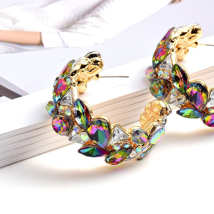 Wholesale Round Alloy Colored Rhinestone Earrings JDC-ES-SK055 Earrings 深刻 Wholesale Jewelry JoyasDeChina Joyas De China