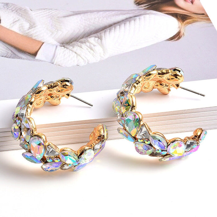 Wholesale Round Alloy Colored Rhinestone Earrings JDC-ES-SK055 Earrings 深刻 AB Wholesale Jewelry JoyasDeChina Joyas De China