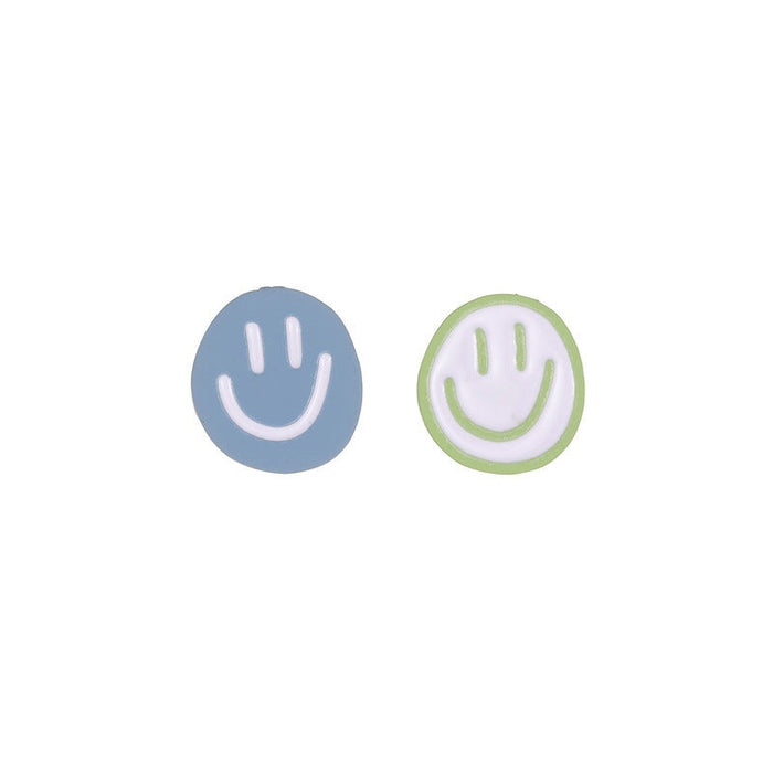 Wholesale Round Asymmetric Smiley Resin Earrings JDC-ES-D204 Earrings 晴雯 01 blue white X097 Wholesale Jewelry JoyasDeChina Joyas De China