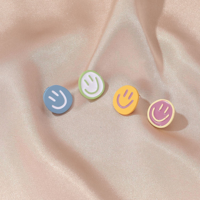 Wholesale Round Asymmetric Smiley Resin Earrings JDC-ES-D204 Earrings 晴雯 Wholesale Jewelry JoyasDeChina Joyas De China