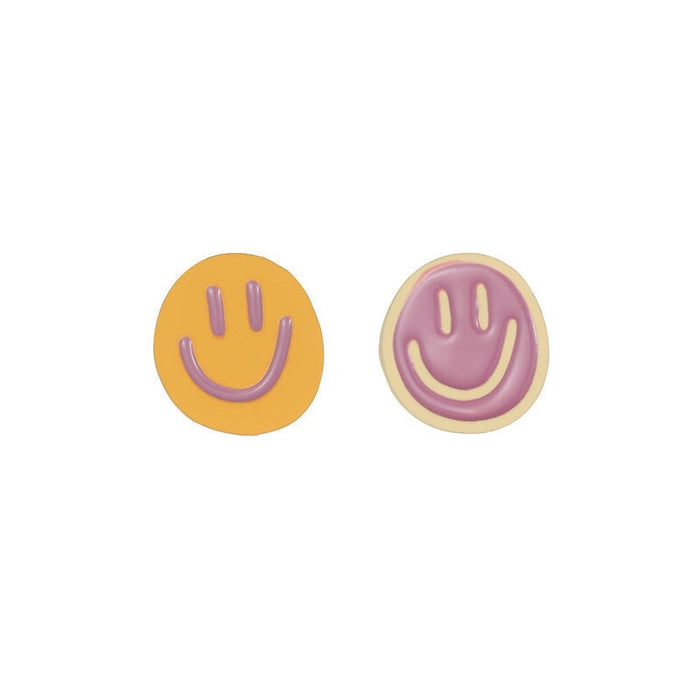 Wholesale Round Asymmetric Smiley Resin Earrings JDC-ES-D204 Earrings 晴雯 Wholesale Jewelry JoyasDeChina Joyas De China