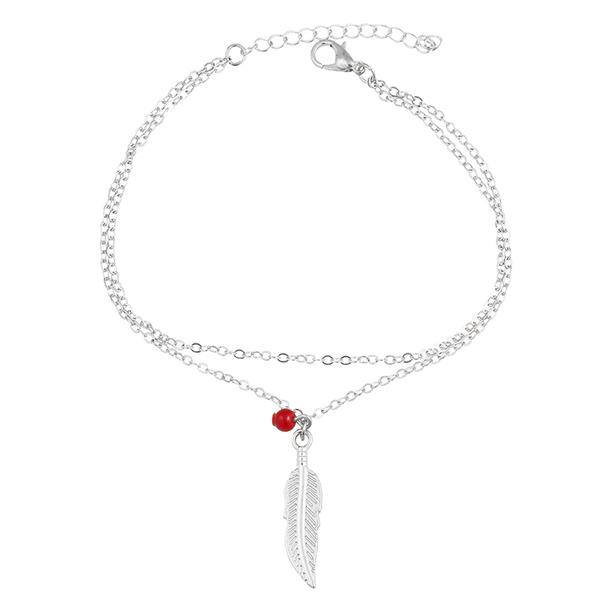 Bulk Jewelry Wholesale round beads feather leaf anklet   JDC-AS-d018 Wholesale factory from China YIWU China