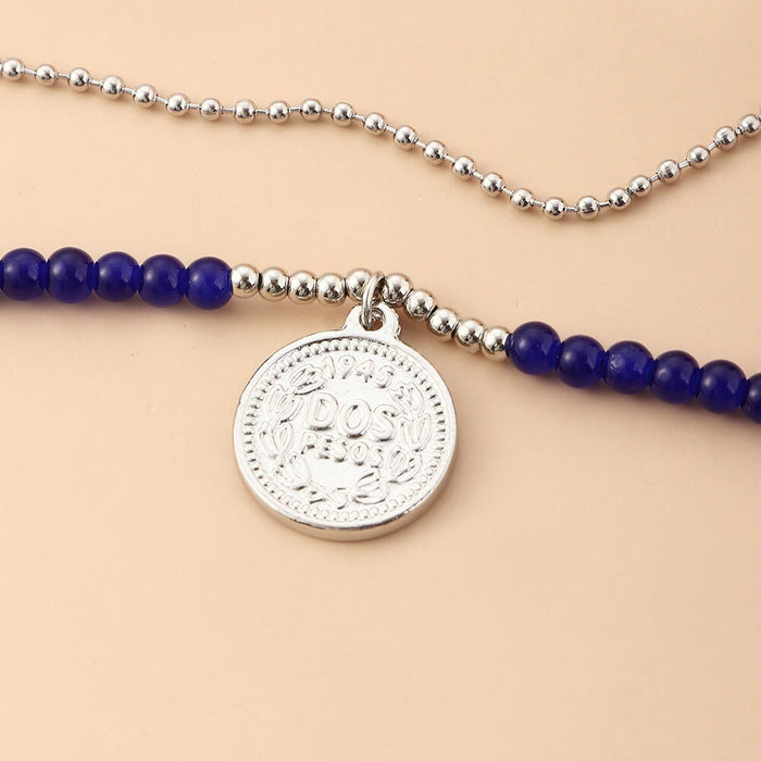 Wholesale Round Brand Avatar Alloy Ball Bead Double Layer Chain Necklace JDC-NE-NZ326 Necklaces 奈珠 Wholesale Jewelry JoyasDeChina Joyas De China