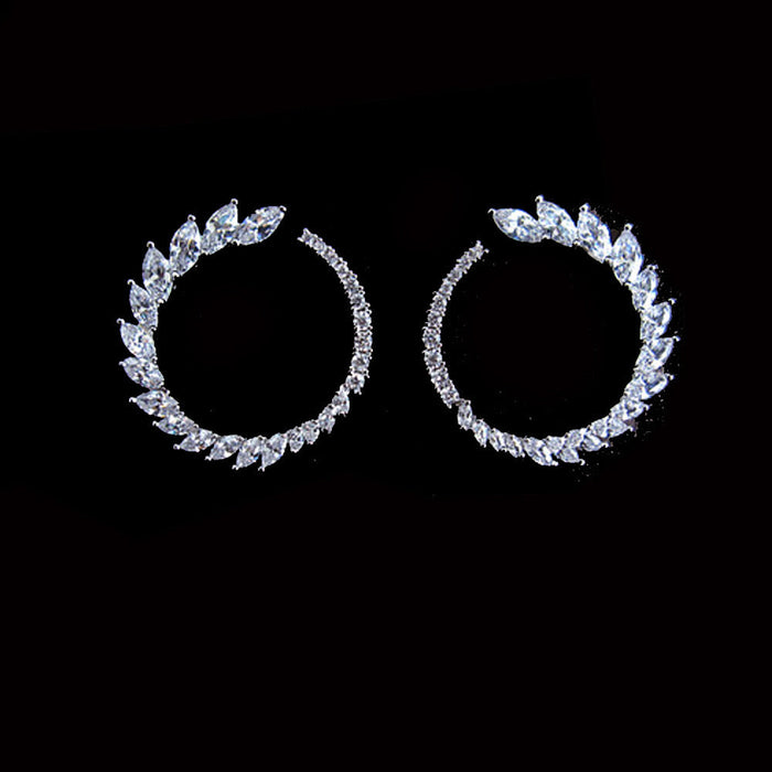 Wholesale Round Olive Branch S925 Sterling Silver Needle Zircon Earrings JDC-ES-XuF108 Earrings 旭帆 A Wholesale Jewelry JoyasDeChina Joyas De China