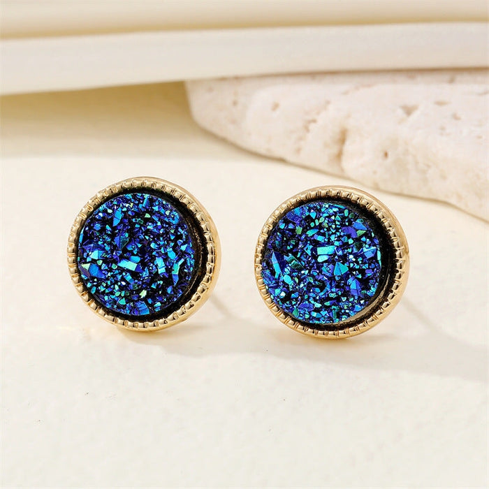 Wholesale Round Resin Glitter Metal Earrings MOQ≥6 JDC-ES-Juej001 Earrings 觉际 Wholesale Jewelry JoyasDeChina Joyas De China