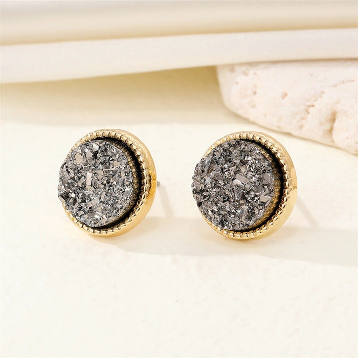 Wholesale Round Resin Glitter Metal Earrings MOQ≥6 JDC-ES-Juej001 Earrings 觉际 Wholesale Jewelry JoyasDeChina Joyas De China